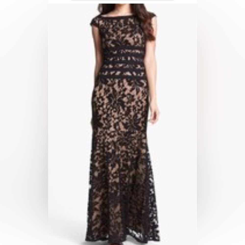 Tadashi Shoji off the shoulder maxi dress, like new condition. Size 14